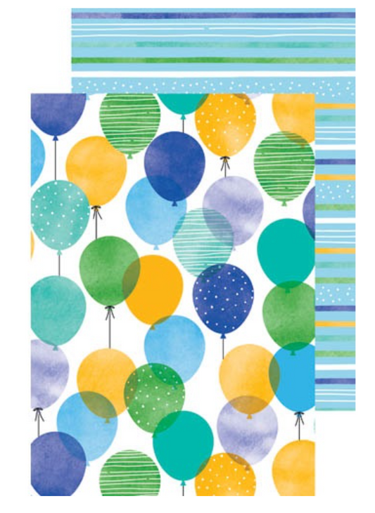 Gift Wrap - Balloons & blue stripes