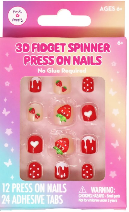 Pink Poppy - 3D Fidgit Spinner Press on Nails