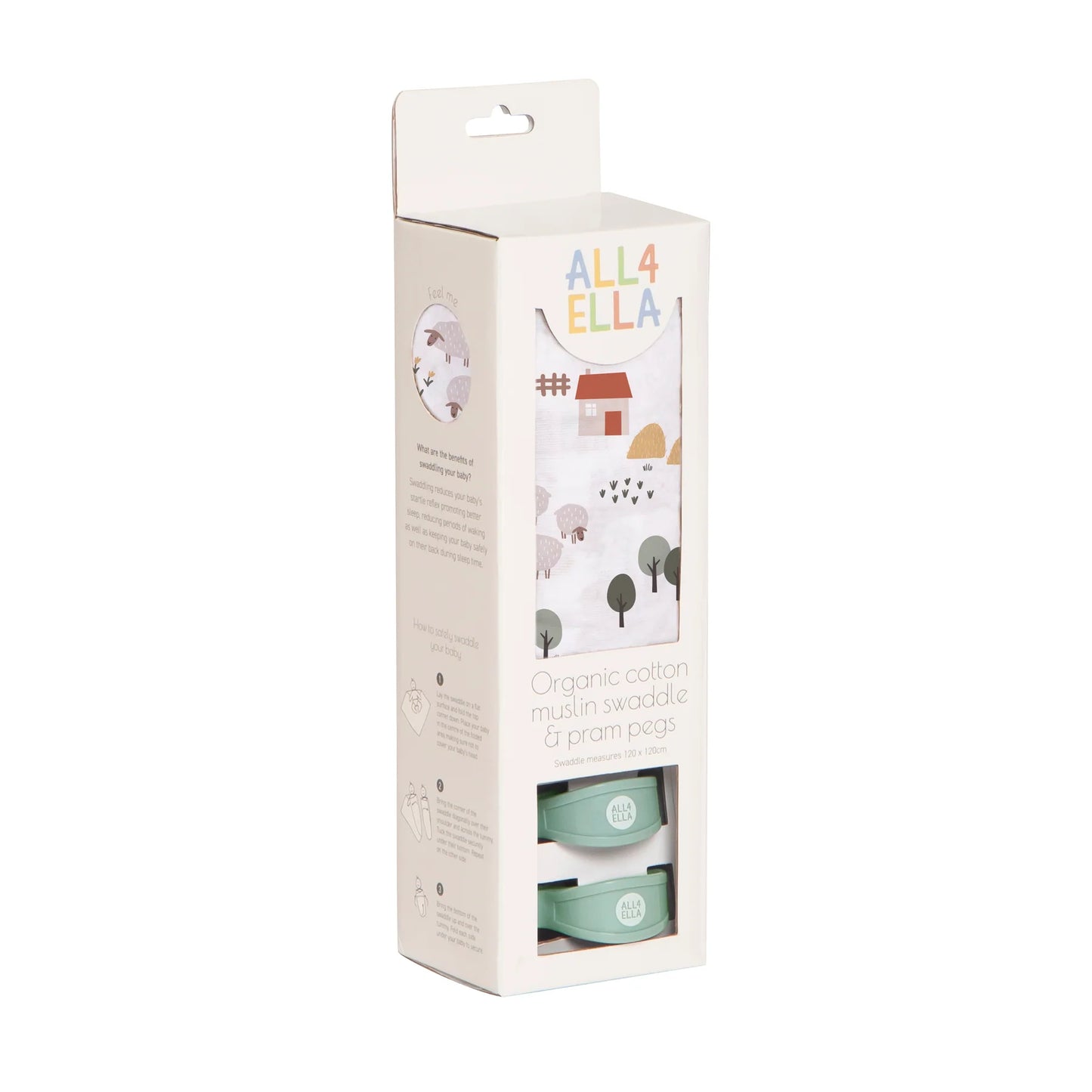 All4Ella - Pram Pegs 2pk & Muslin Wrap