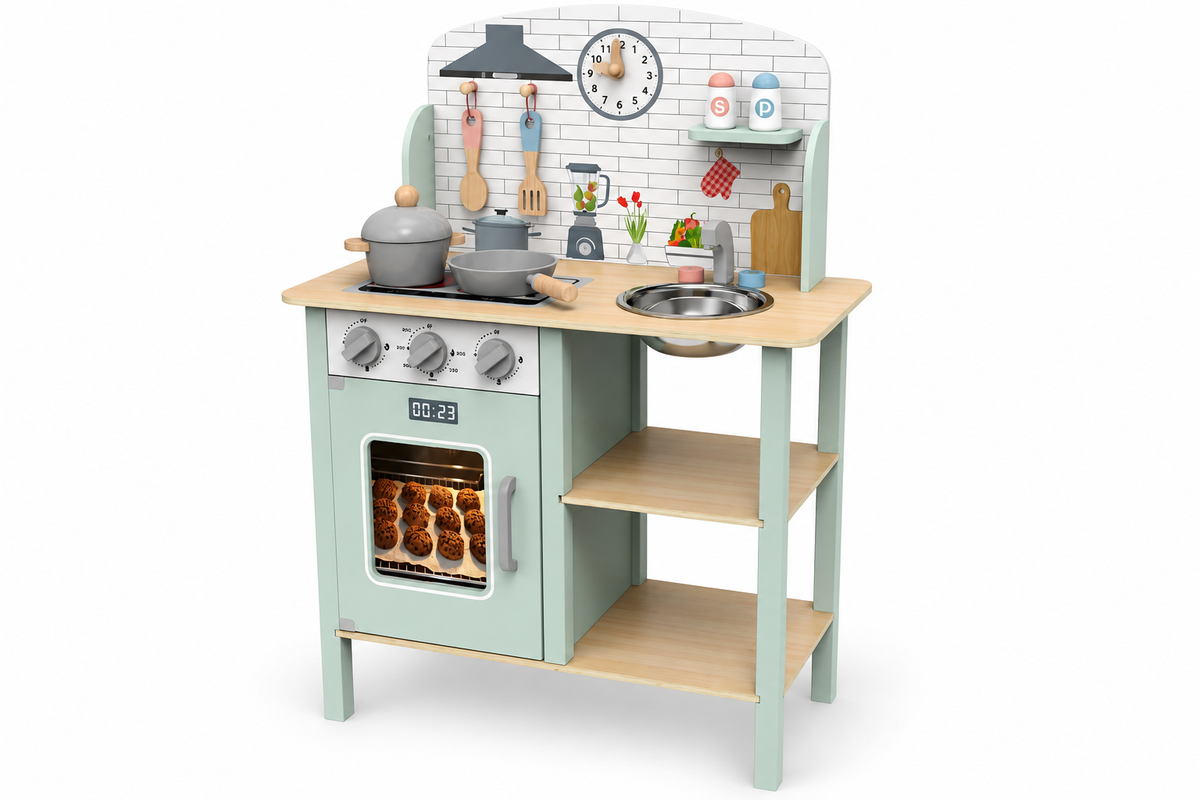 Tooky Toy Wooden Play Kitchen with Accessories