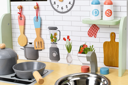 Tooky Toy Wooden Play Kitchen with Accessories