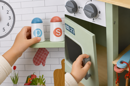 Tooky Toy Wooden Play Kitchen with Accessories