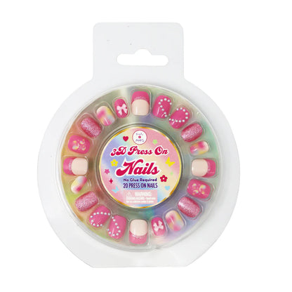 Pink Poppy - 3D Love Heart Press On Nails