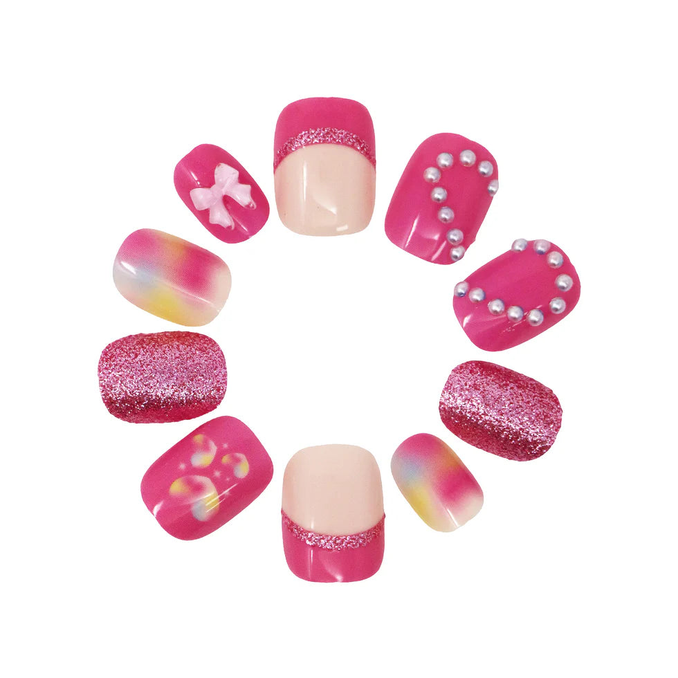 Pink Poppy - 3D Love Heart Press On Nails