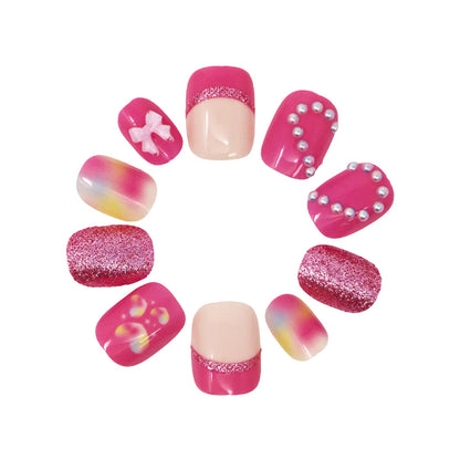 Pink Poppy - 3D Love Heart Press On Nails
