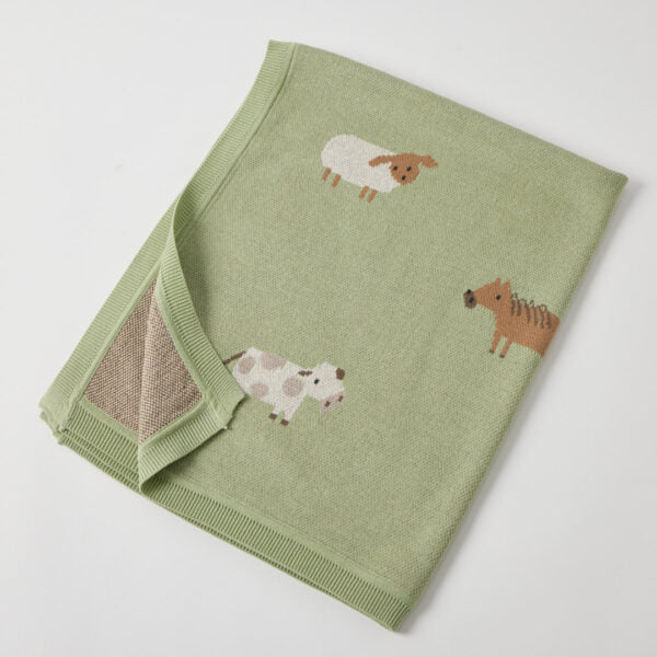 Jiggle & Giggle - Barnyard Buddies Knitted Baby Blanket