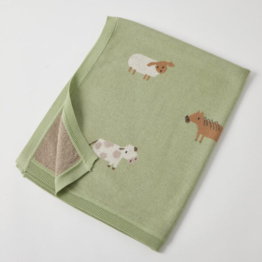 Jiggle & Giggle - Barnyard Buddies Knitted Baby Blanket