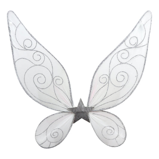 Pink Poppy - White & Silver Sparkle Wire Wings