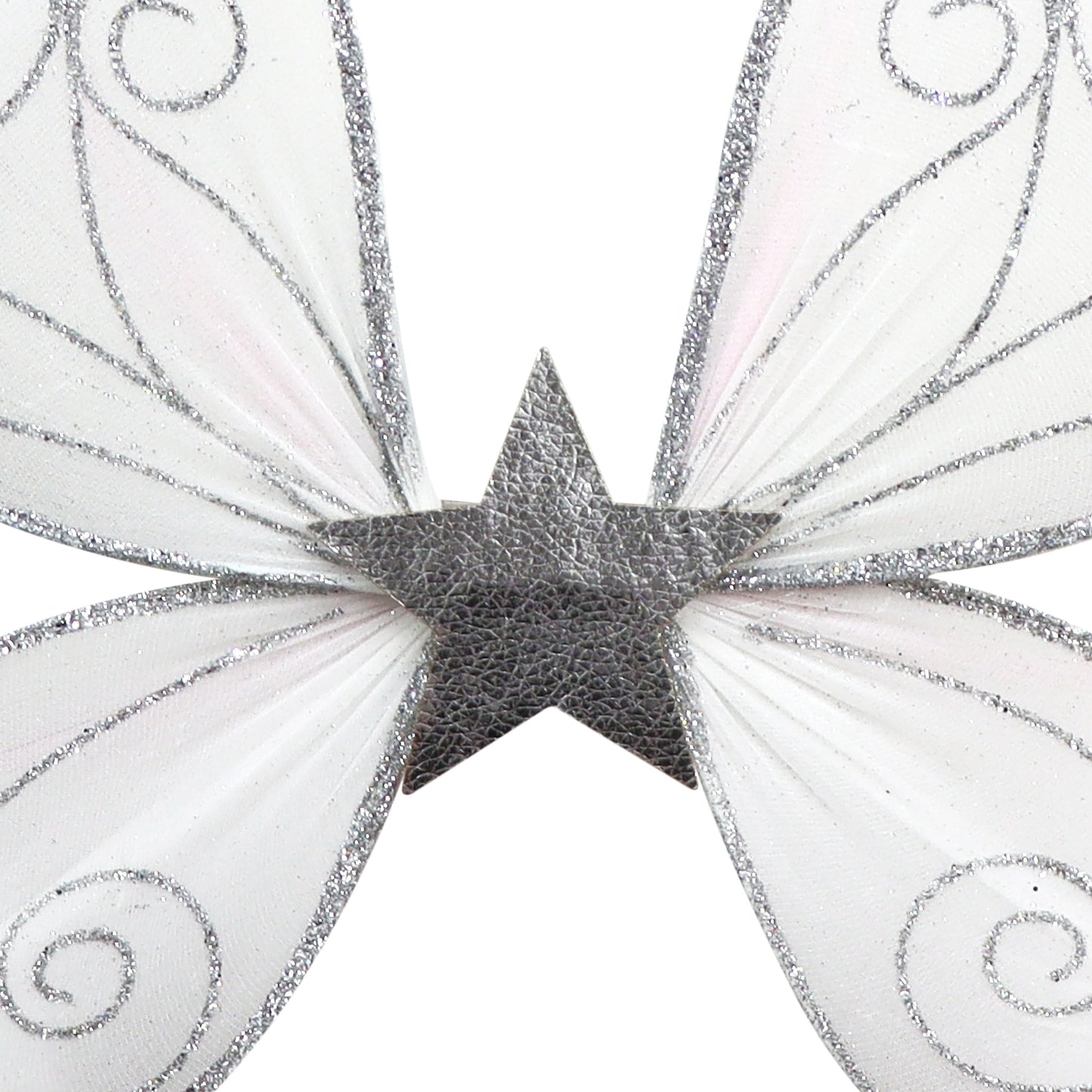 Pink Poppy - White & Silver Sparkle Wire Wings