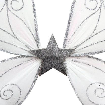 Pink Poppy - White & Silver Sparkle Wire Wings