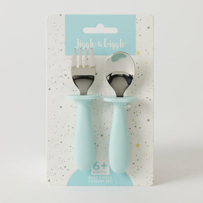 Jiggle & Giggle Riley Cutlery Set - Blue/Peach
