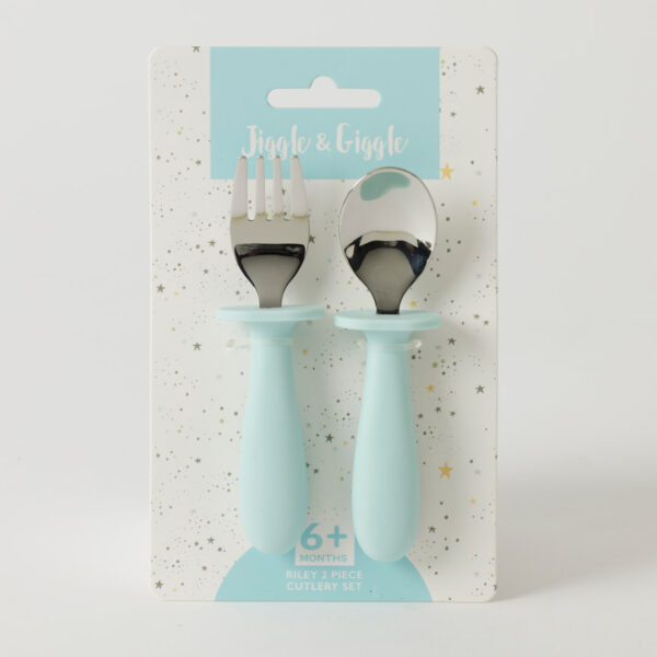 Jiggle & Giggle Riley Cutlery Set - Blue/Peach