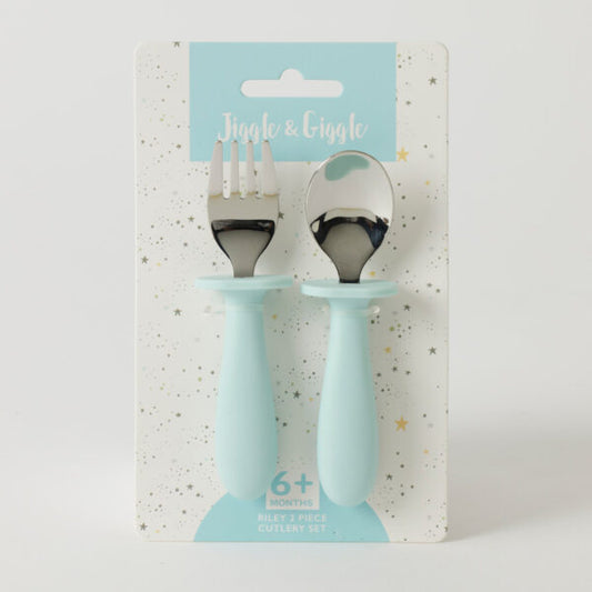 Jiggle & Giggle Riley Cutlery Set - Blue/Peach