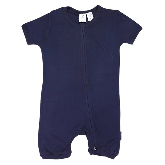 Korango - Cotton Modal Zip Short Sleeve Romper - Navy