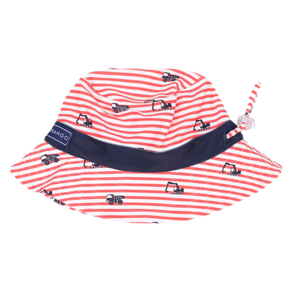 Korango- Truck Print Swim Hat Striped Red/ White