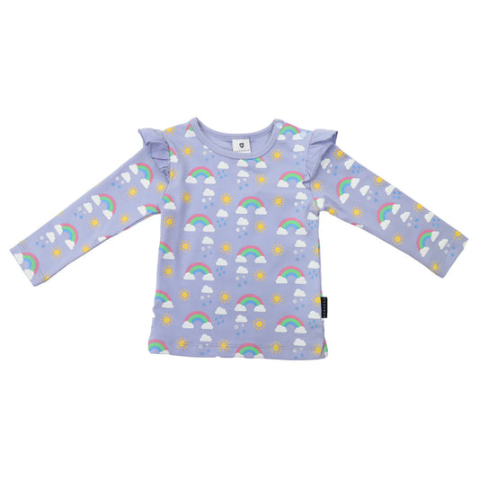 Korango - Rainbow Print Long Sleeve Top - Blue Heron