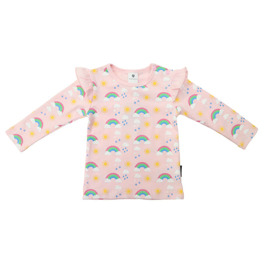 Korango - Rainbow Print Long Sleeve Top - Fairytale Pink