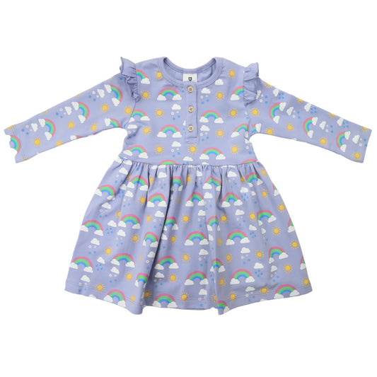 Korango - Rainbow Print Cotton Stretch Dress Baby - Blue Heron