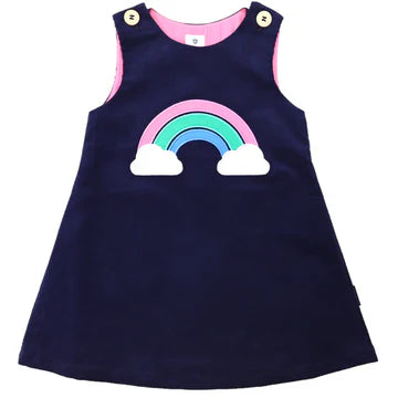 Korango - Rainbow Cord Dress - Peacoat