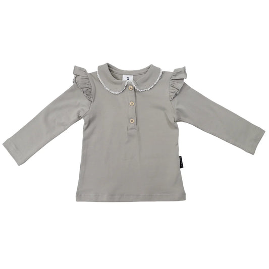 Korango - Frill Collared Cotton Blouse London Fog