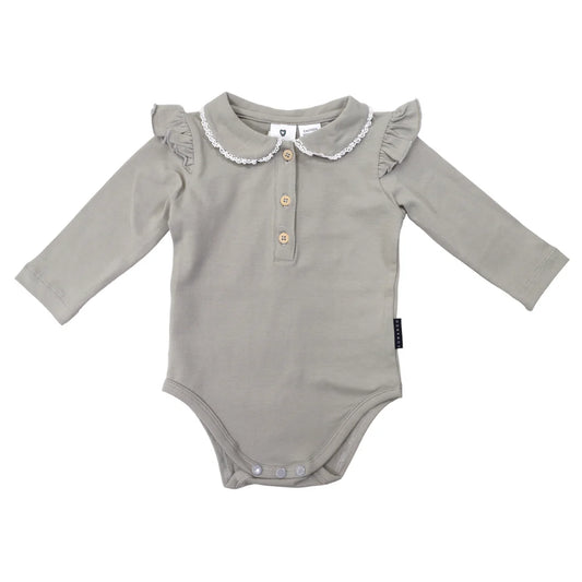 Korango - Frill Collared Cotton Bodysuit - London Fog