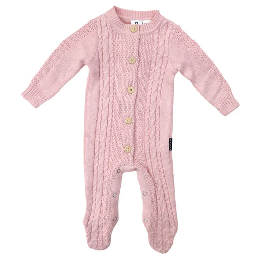 Korango - Cable Knit Button up Onesie - Lotus