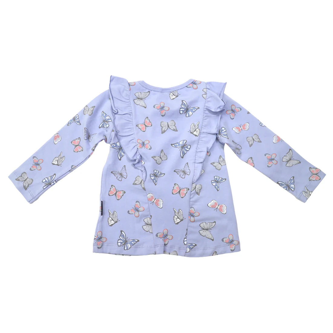 Korango - Butterfly Print Tee with Frill - Blue Heron