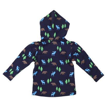 Korango - Bear Print Long Sleeve Hooded Tee - Peacoat - Baby