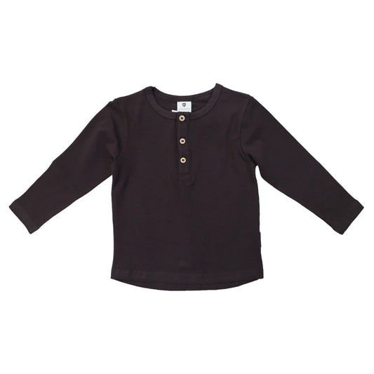 Korango - Classic Long Sleeve Henley Tee - Charcoal