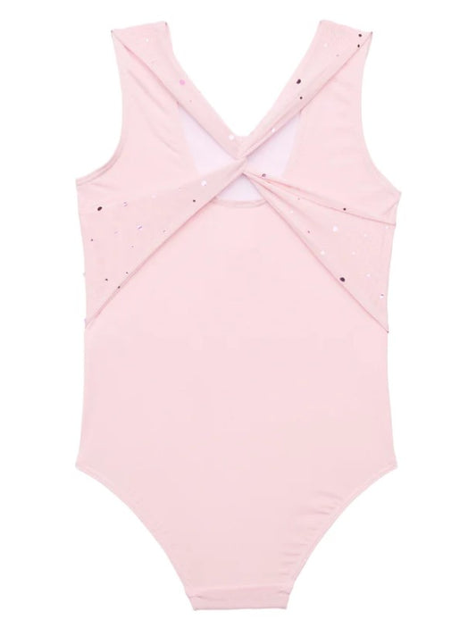 Flo - Alice Sequin Mesh Cross Back Leotard - Pink