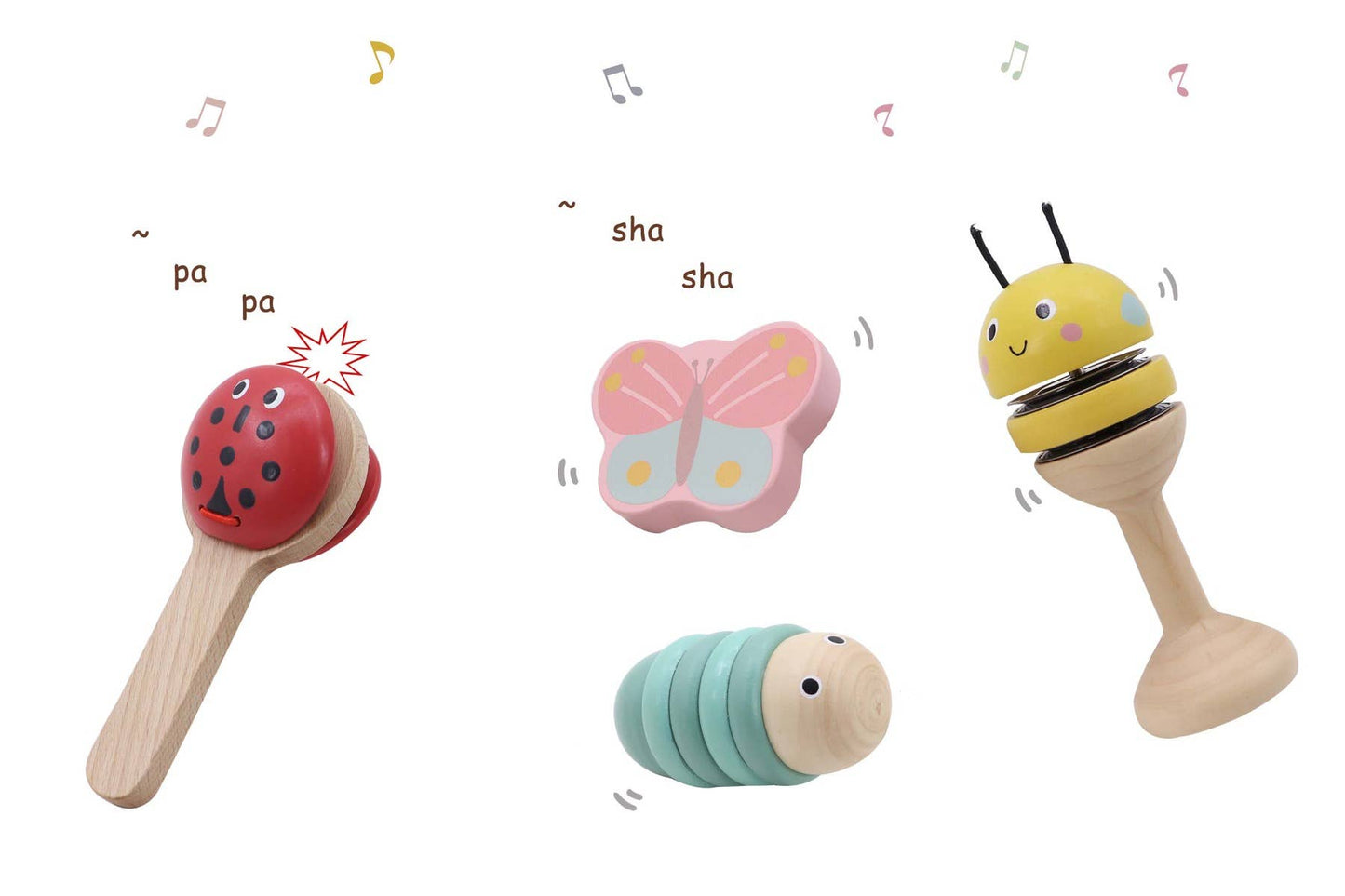 Toyslink - Wooden Happy Spring Animals Musical Instruments Set
