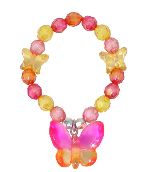 Pink Poppy- Rainbow Butterfly Bracelet
