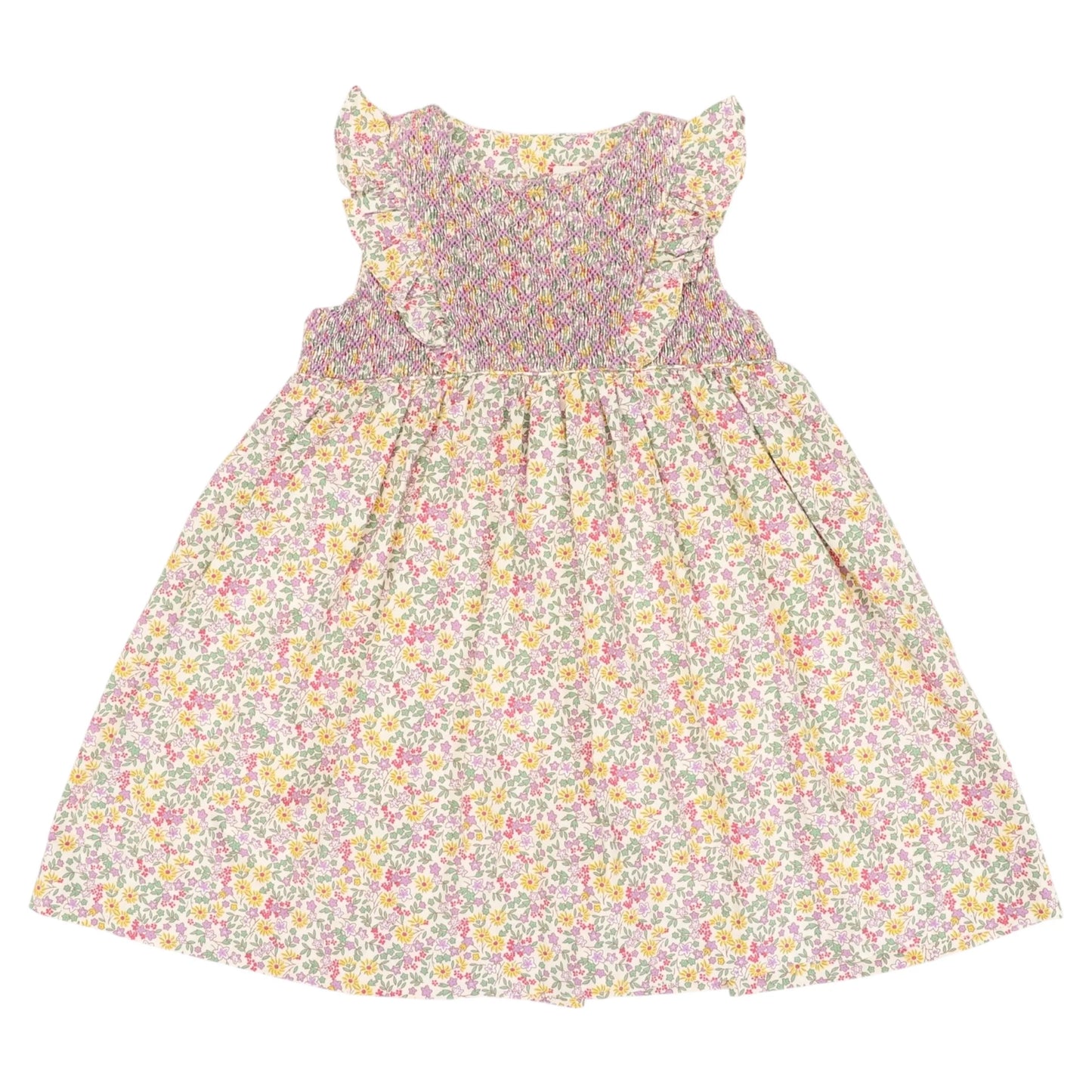 Korango - Frill Smocked Dress Yellow Floral