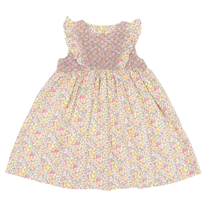 Korango - Frill Smocked Dress Yellow Floral