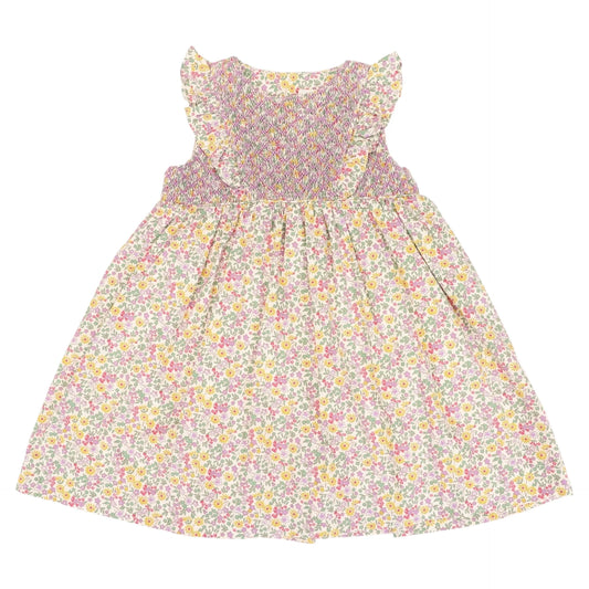 Korango - Frill Smocked Dress Yellow Floral