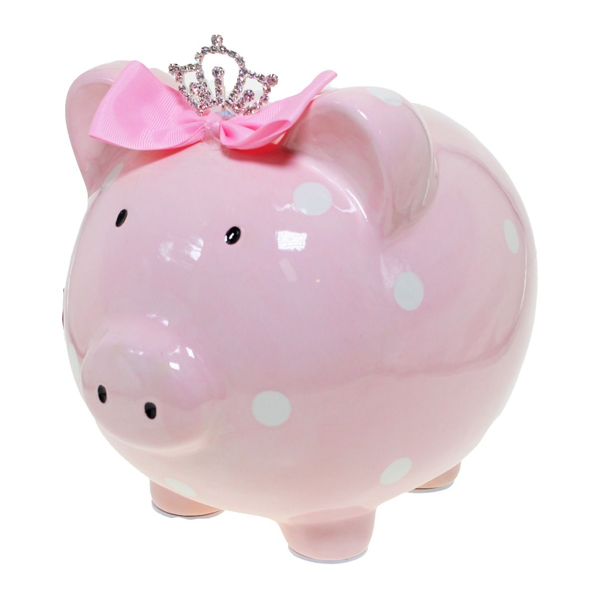 Ceramic Piggy Bank Pink Polka Dot Princess