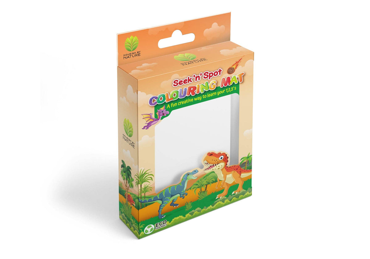 Nourish By Nature - Reusable Colouring Mat - Dinosaur Seek & Spot - A3 Silicone