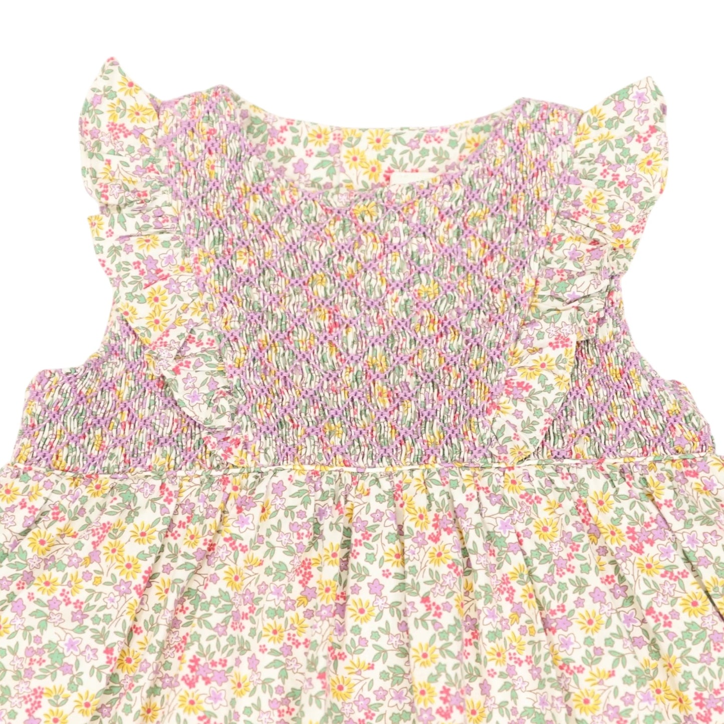 Korango - Frill Smocked Dress Yellow Floral