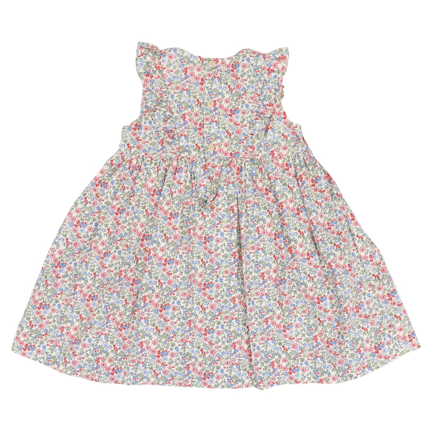 Korango - Cotton Floral Frill Smocked Dress - Red Floral