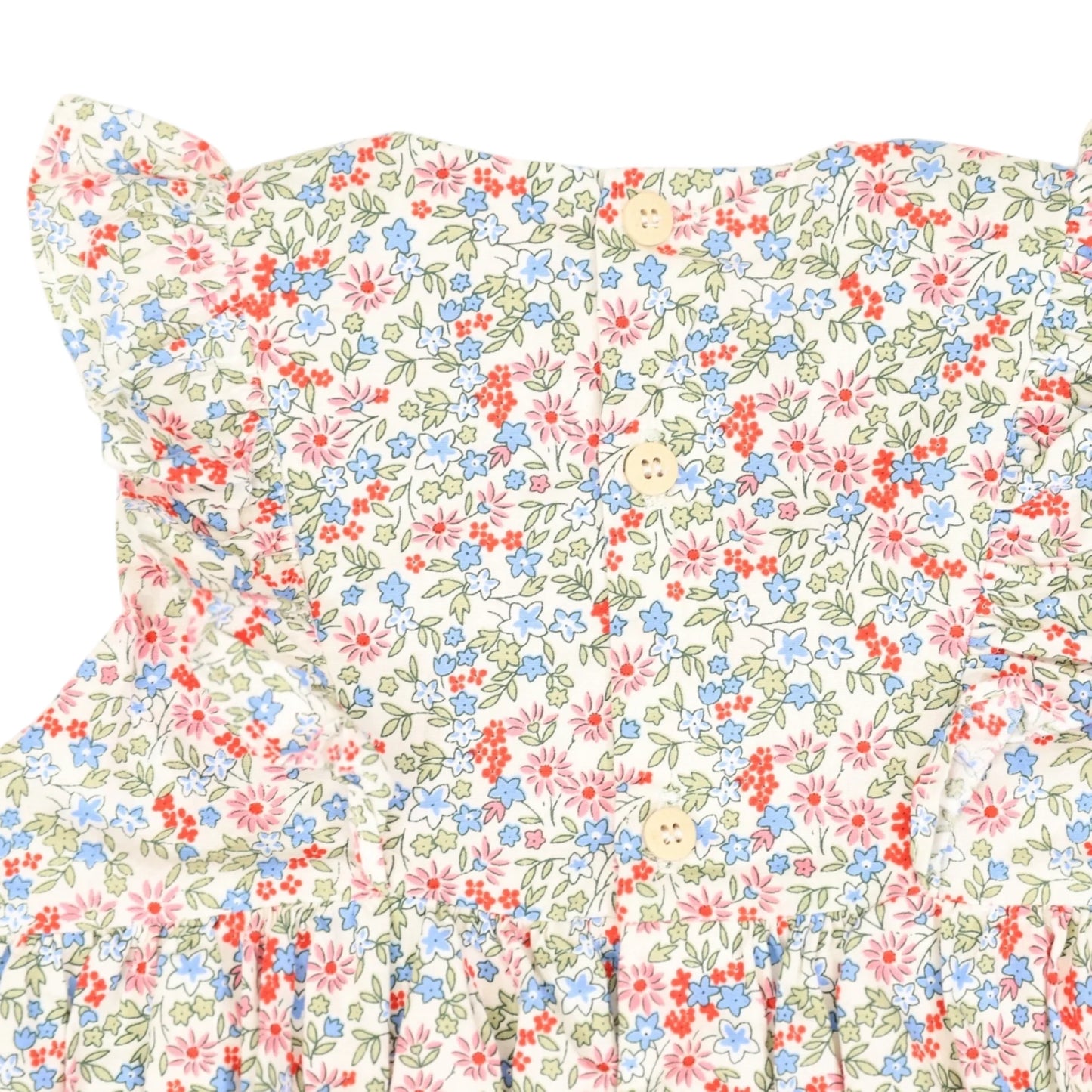 Korango - Cotton Floral Frill Smocked Sunsuit - Red Floral