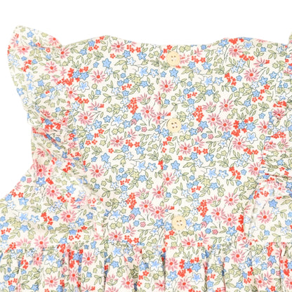 Korango - Cotton Floral Frill Smocked Sunsuit - Red Floral
