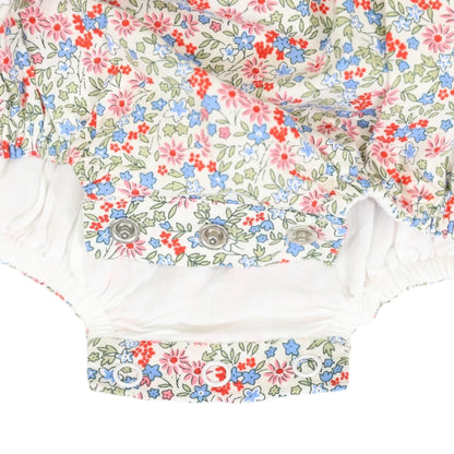 Korango - Cotton Floral Frill Smocked Sunsuit - Red Floral