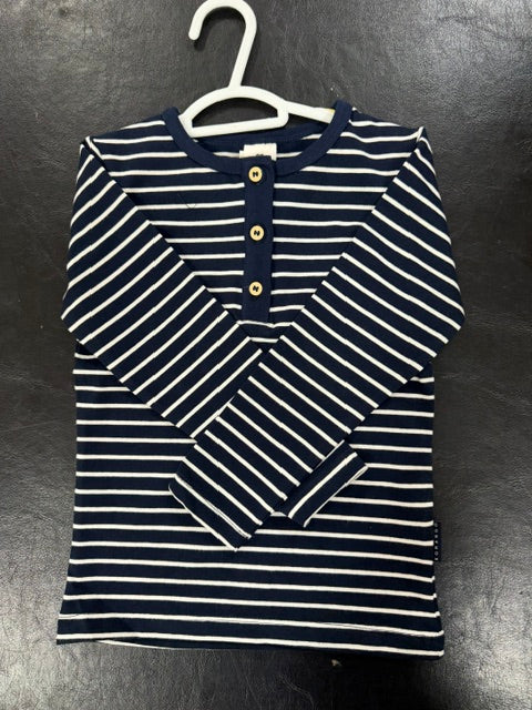 Korango - Striped Henley Top - Navy
