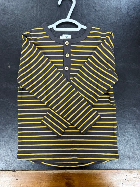 Korango - Striped Henley Top - Charcoal