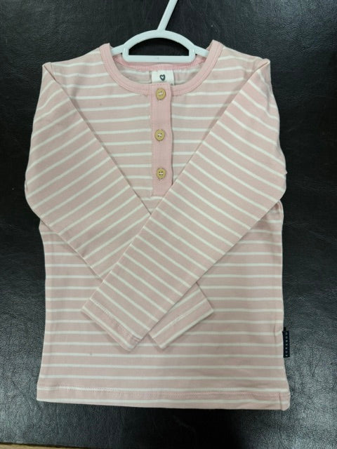Korango - Striped Henley Top - Pink