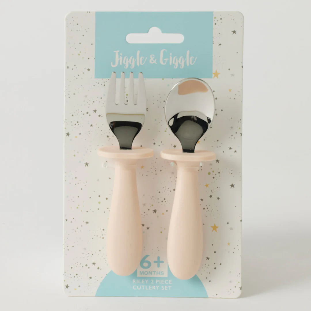 Jiggle & Giggle Riley Cutlery Set - Blue/Peach