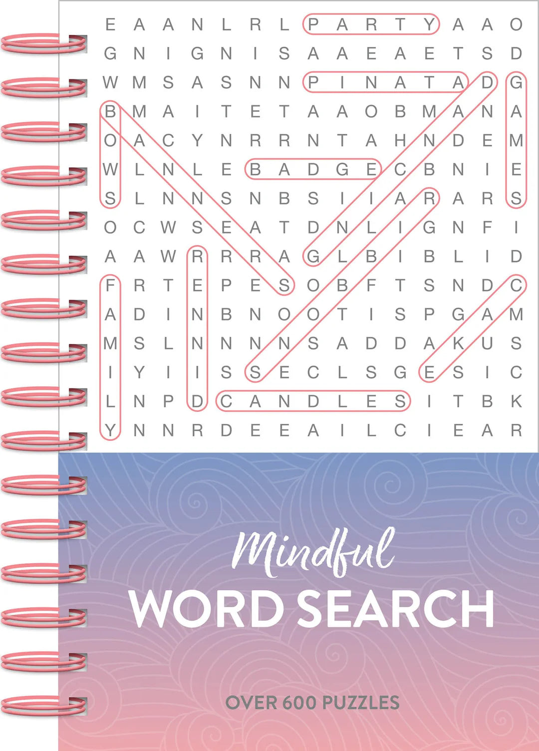 Mindful 600 Puzzles - Word Search  Pink Ombre