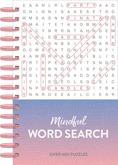 Mindful 600 Puzzles - Word Search  Pink Ombre