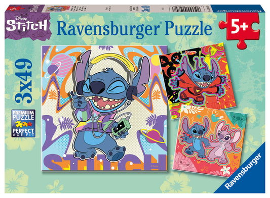 Ravensburger - Disney Stitch Play the Day Away Puzzle 3x49 Pieces