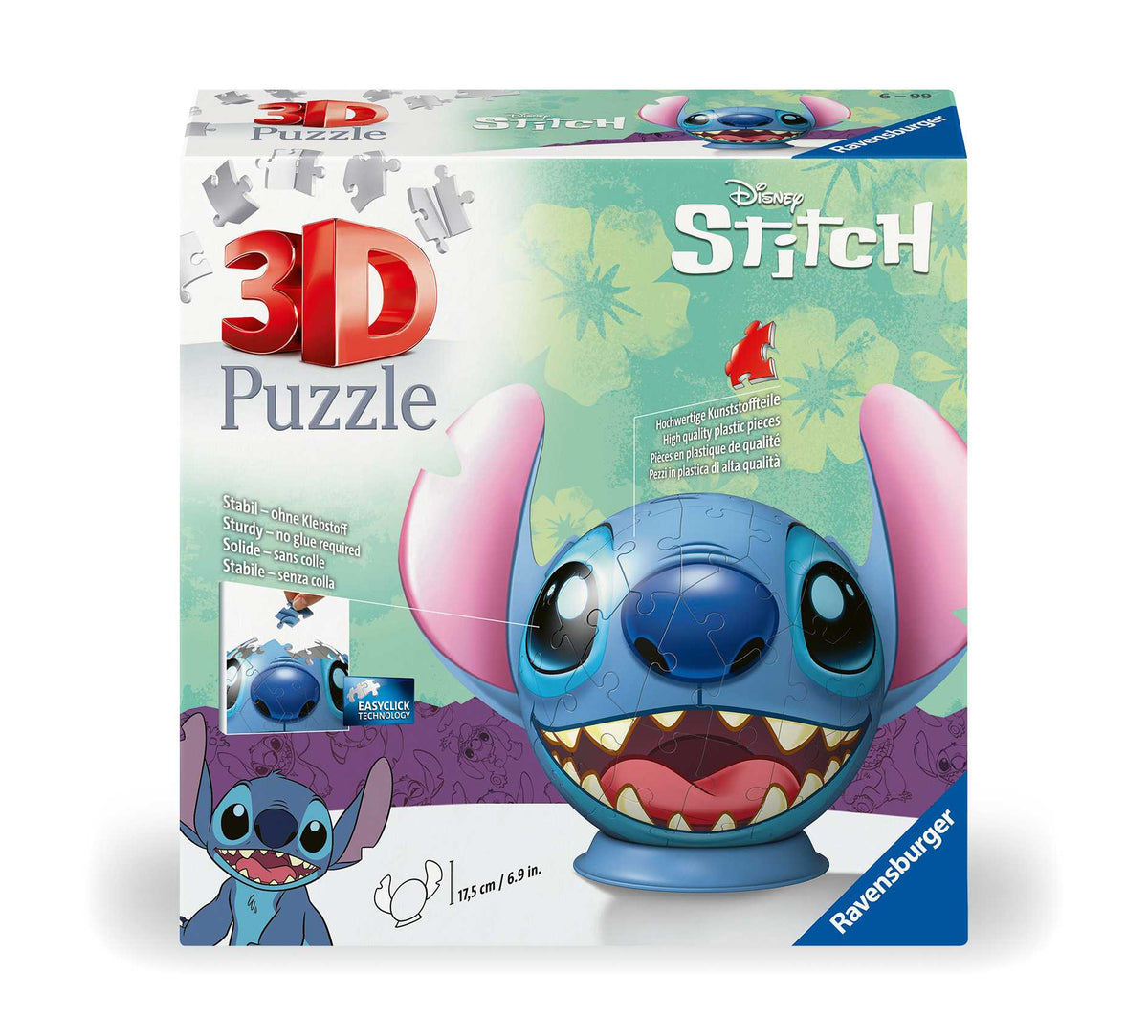 Ravensburger - 3D Puzzleball Disney Stitch with Ears 72 Pieces